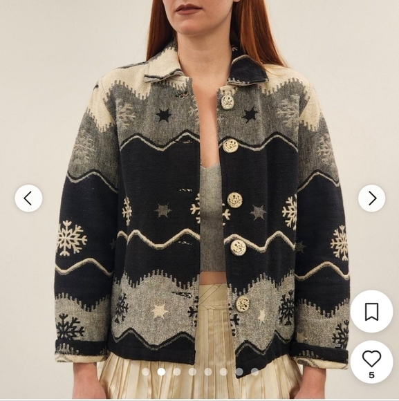 Vintage Coldwater creek tapestry jacket blazer size xl Nordic snowflake scandi - Picture 7 of 9